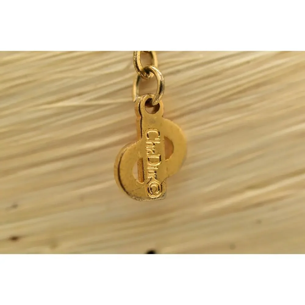 Christian Dior Vintage Insignia Logo Pendant Necklace Gold Tone Signed 80s BinBM - Picture 15 of 16